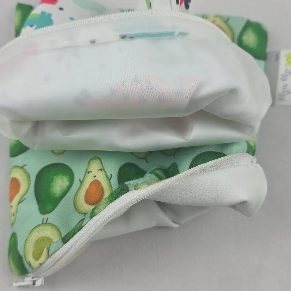 Set Of 4 Reusable Dinosaur and Avocado Print Kids Snack Bags‎ School Lunches